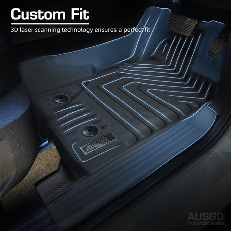 Floor Mats + Door Sill Protector for Ford Ranger Dual Cab Next-Gen 2022-Onwards Door Sill Covered 5D TPE Car Mats Scuff Plate Anti Scratch Cover Black