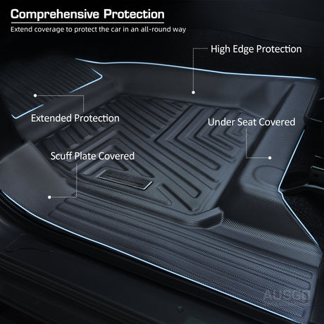 Floor Mats + Door Sills for Mazda BT-50 BT50 Dual Cab 2020-Onwards Door Sill Covered 5D TPE Car Mats Scuff Plate Door Sill Protector Anti Scratch Cover Black