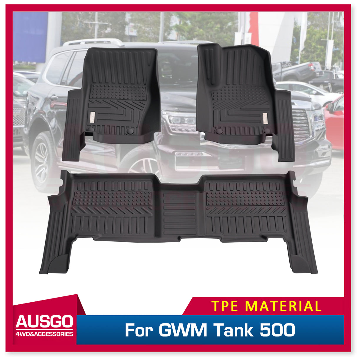 5D TPE Door Sill Covered Car Floor Mats for GWM Tank 500 Tank500 2024-Onwards
