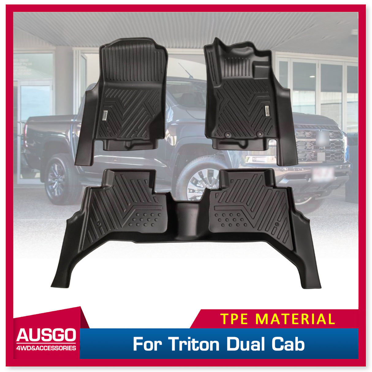 PRE-ORDER 5D TPE Car Floor Mats for Mitsubishi Triton Next-Gen Dual Cab 2024-Onwards Door Sill Covered