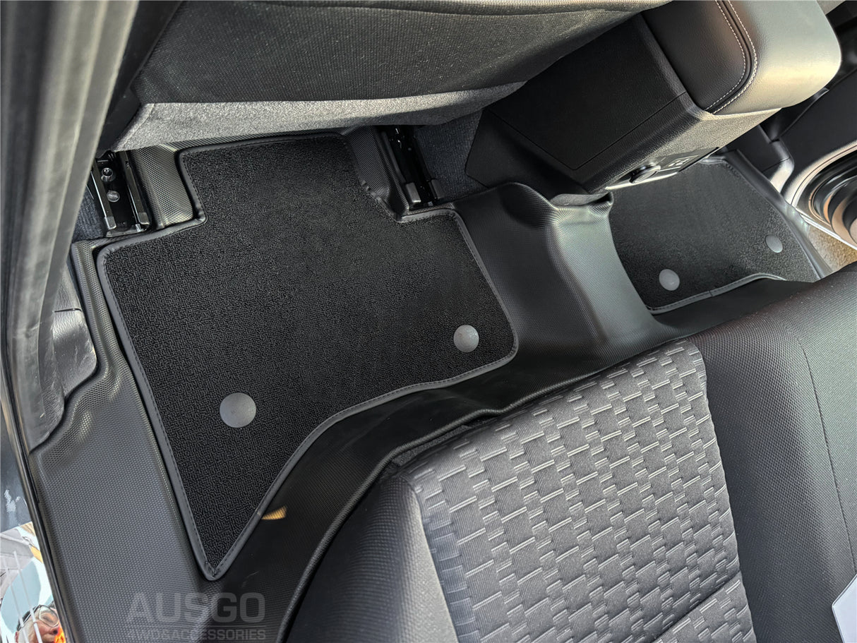 Double-Layer Car Floor Mats + Door Sill Protector for Mitsubishi Triton MV Next-Gen Dual Cab 2024-Onwards