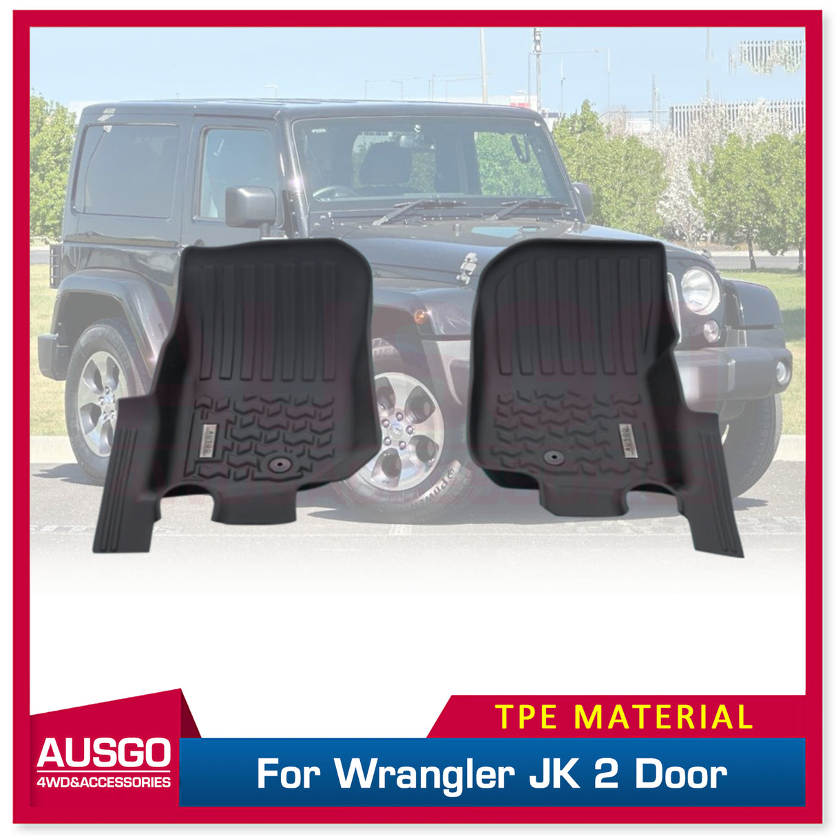 5D Car Floor Mats for Jeep Wrangler JK Series 2Door 2007-2018 Front 2PCS