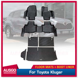 TPE Floor Mats + Cargo Mat for Toyota Kluger GX / GXL 2021-Onwards Door Sill Covered Boot Mat Detachable 3PCS