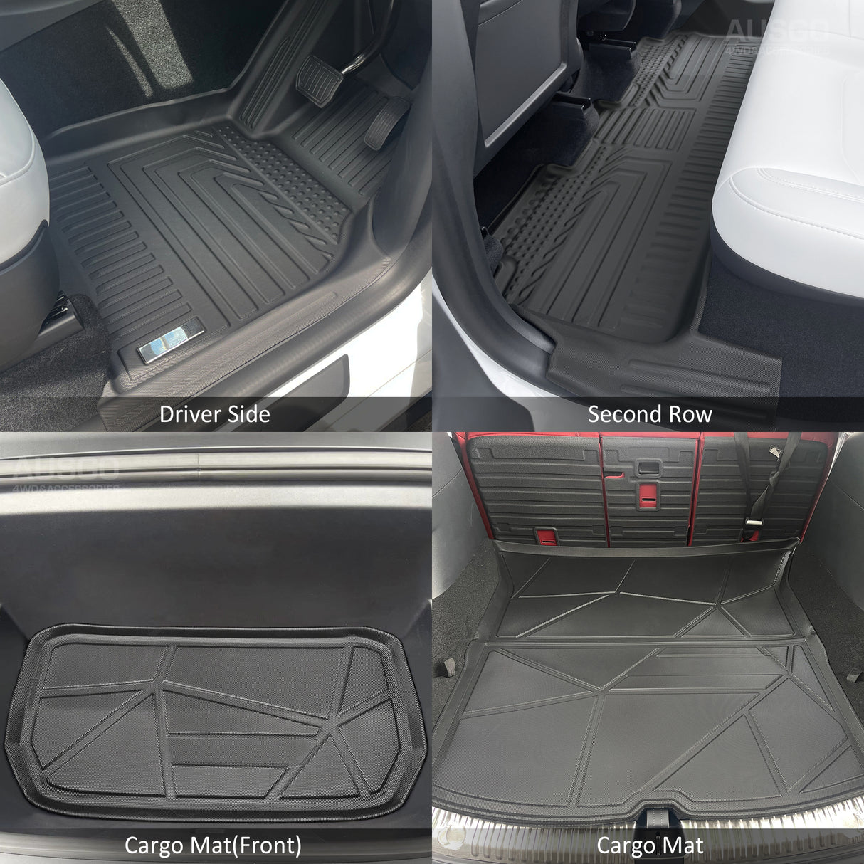 TPE Floor Mats + Front + Rear Cargo Mats for Tesla Model Y 2022-Onwards Door Sill Covered Car Mats Boot Mat Boot Liner