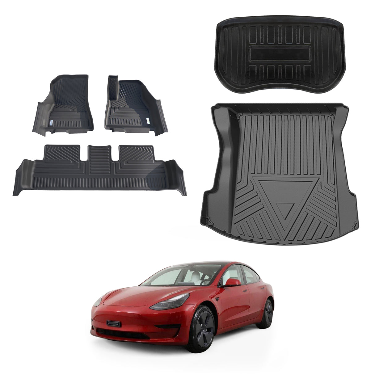 5D Moulded Car Floor Mats for Tesla Model 3 2021-2023