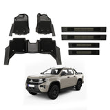 Double-Layer Car Floor Mats + Door Sill Protector for Volkswagen Amarok Next-Gen NF Dual Cab 2023-Onwards