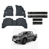 Car Floor Mats + Black Door Sills Protector for Mazda BT-50 BT50 Dual Cab 2020-Onwards