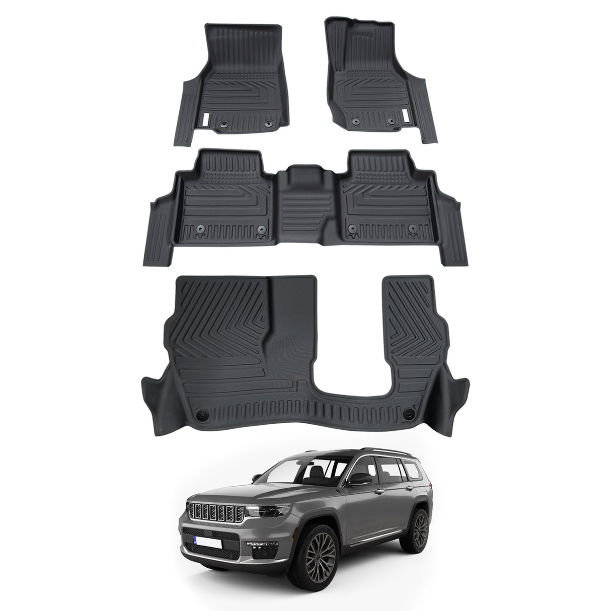 5D Car Floor Mats for Jeep Grand Cherokee L WL Series 7 Seats 2021-Onwards