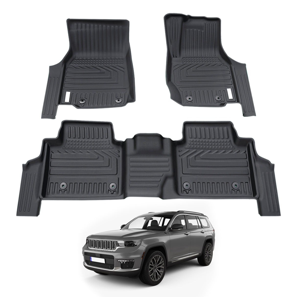 5D Moulded Car Floor Mats for Jeep Grand Cherokee L WL Series 7 Seats 2021-Onwards