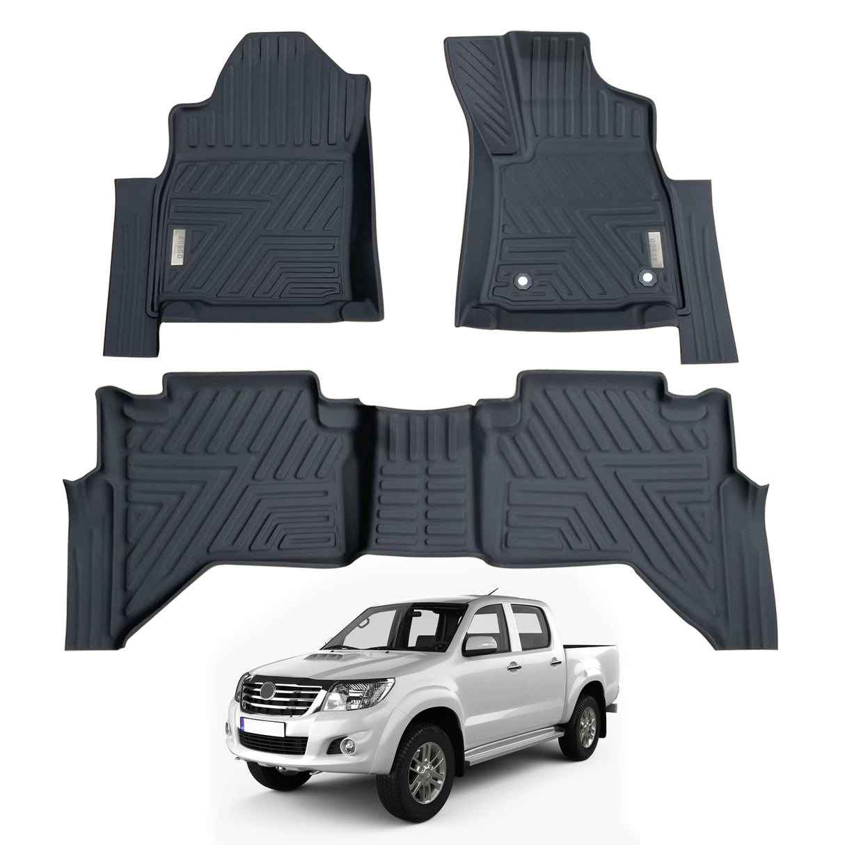 5D Moulded Car Floor Mats for Toyota Hilux Dual Cab 2015-2024