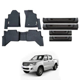 PRE-ORDER Car Floor Mats + Black Door Sill Protector for Toyota Hilux Dual Cab 2015-2024