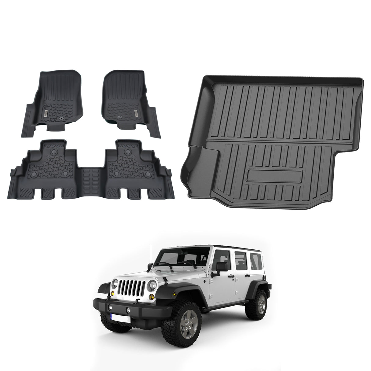 5D Car Floor Mats for Jeep Wrangler JK Series 4Door 2007-2011