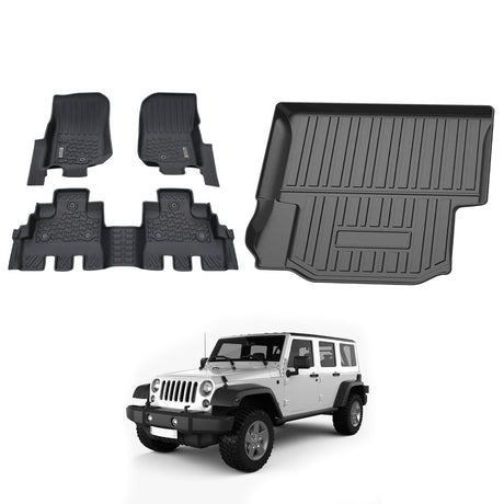 5D Moulded Car Floor Mats for Jeep Wrangler JK Series 4Door 2012-2018