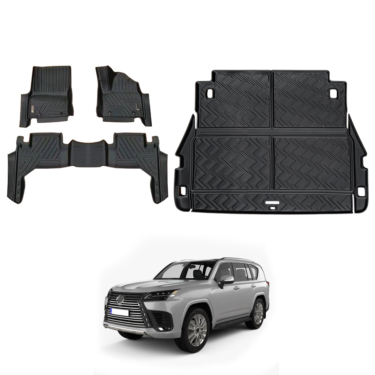 5D Moulded Car Floor Mats for LEXUS LX Series LX500d LX600 2021-Onwards 7 Seater