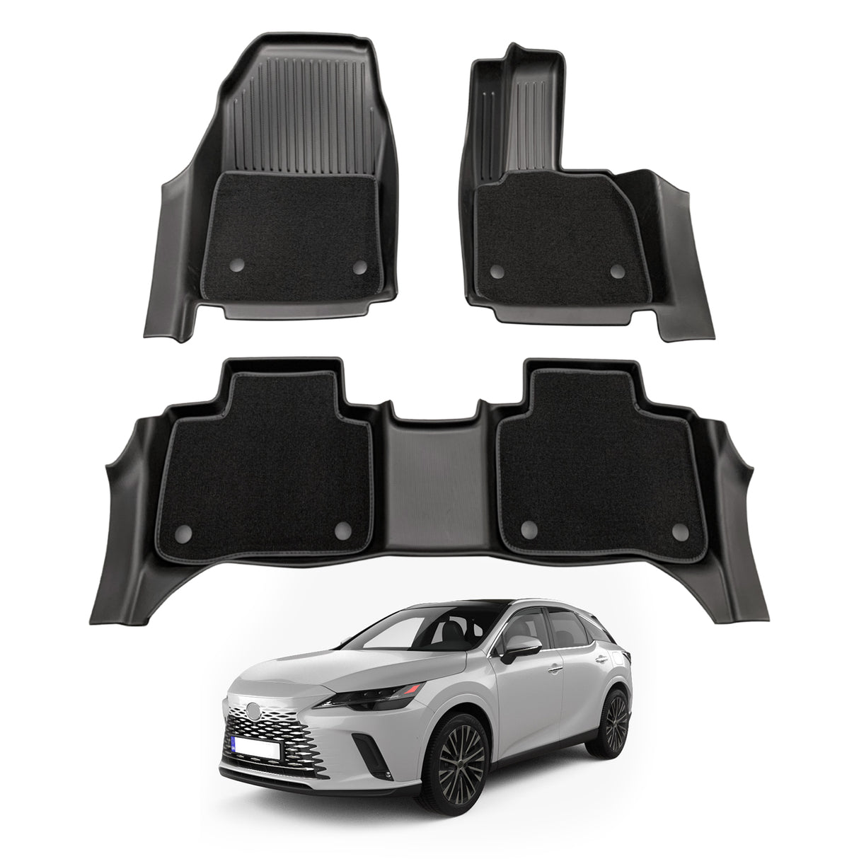 Double-Layer Car Floor Mats for Lexus RX Series RX350 / RX350h / RX500h 2022-Onwards