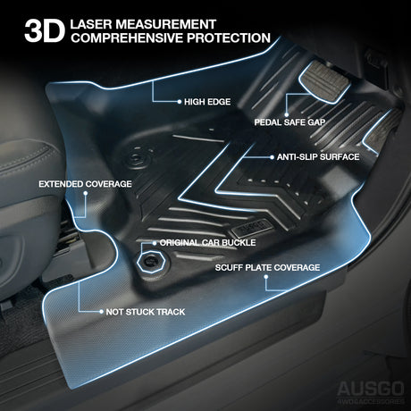 Car Floor Mats + Black Door Sill Protector for Mitsubishi Pajero Sport 2015-Onwards 5 & 7 Seats