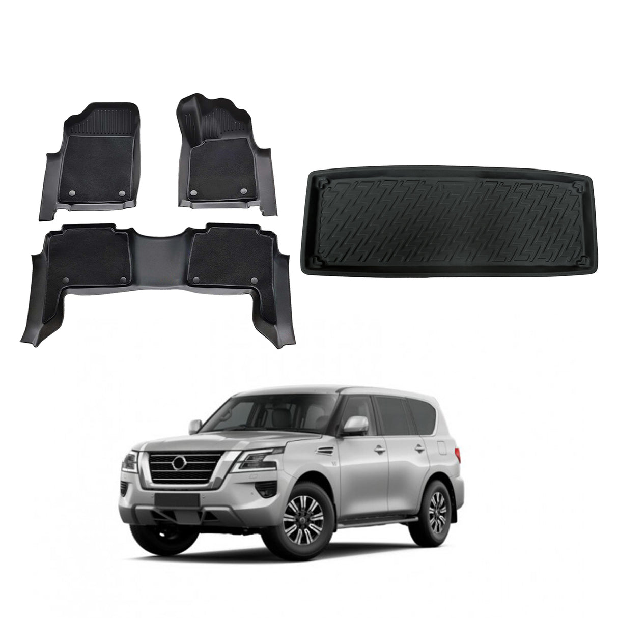 Double-Layer Car Floor Mats for Nissan Patrol Y62 2012-Onwards