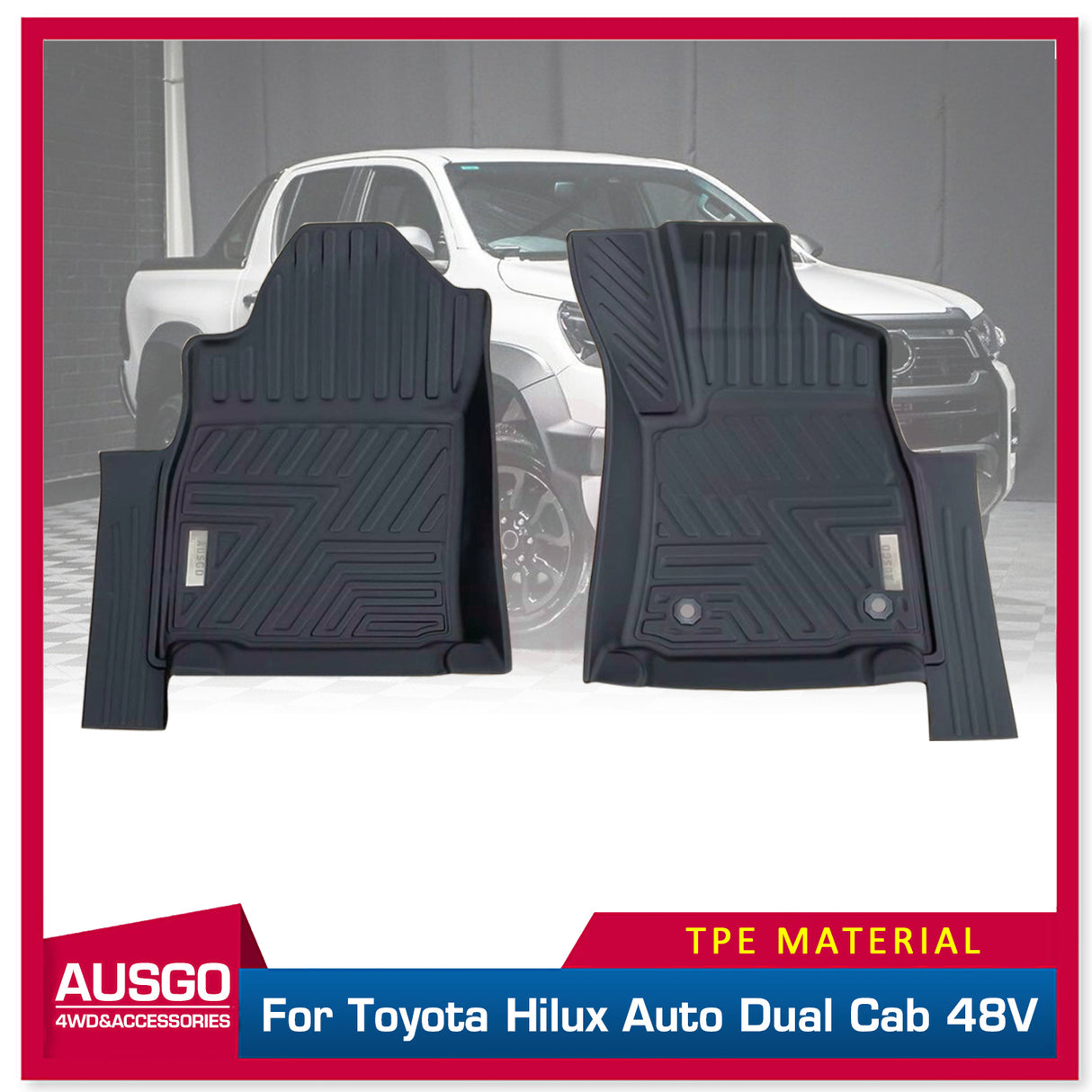 5D Moulded Car Floor Mats for Toyota Hilux Auto Transmission Dual Cab 48V 2015-Onwards