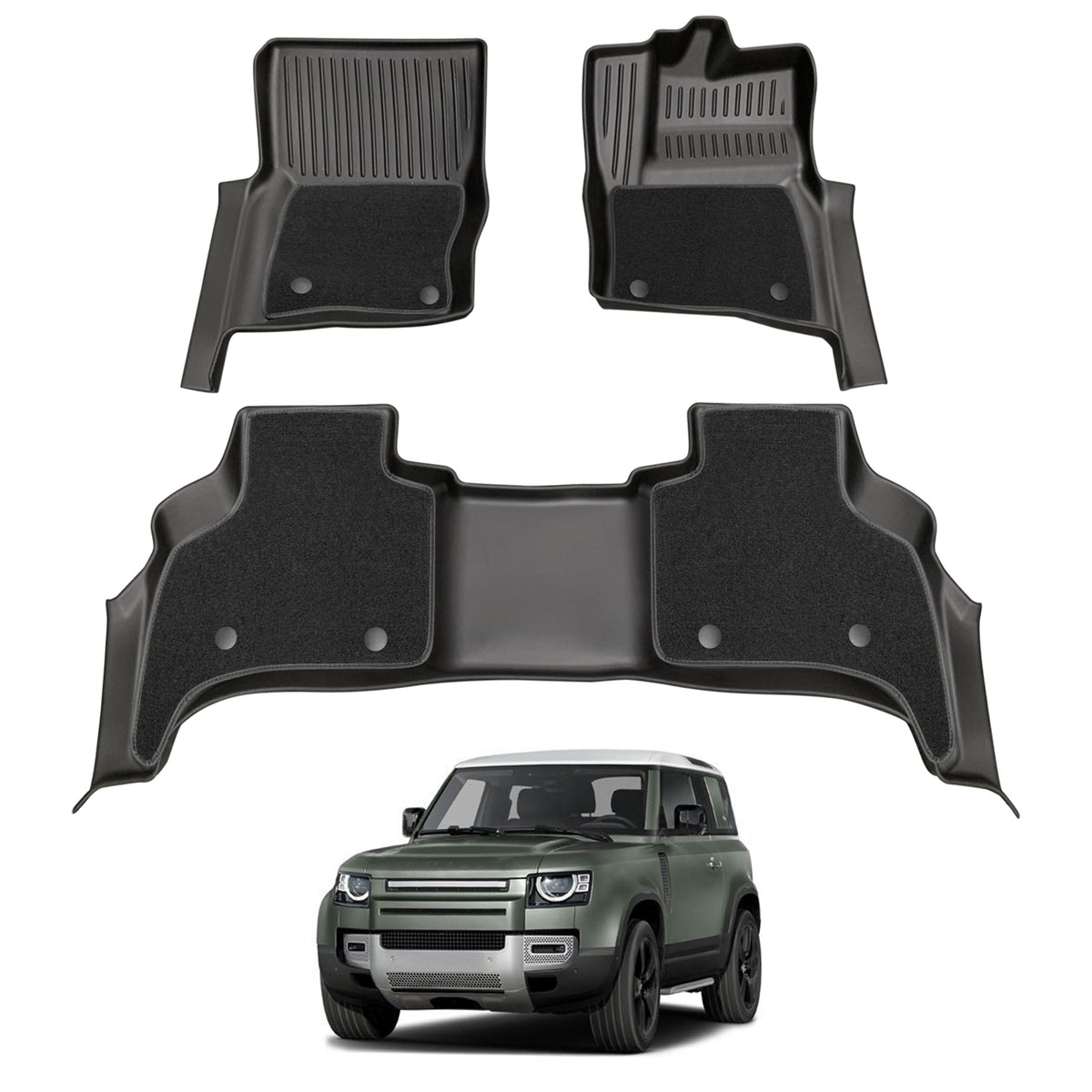 Double-Layer Car Floor Mats for Land Rover Defender L663 Series 110 5 ...