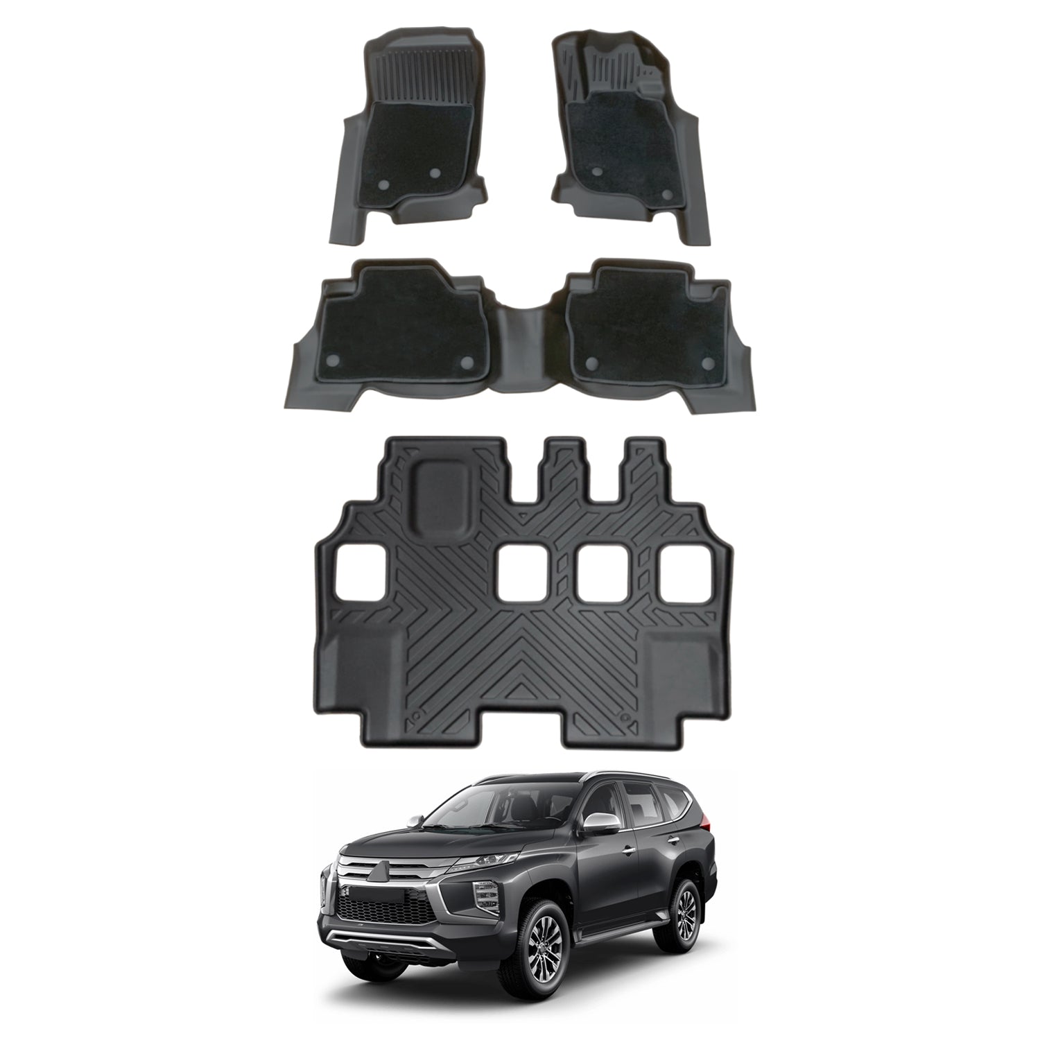 Double-Layer Car Floor Mats for Mitsubishi Pajero Sport 2015-Onwards