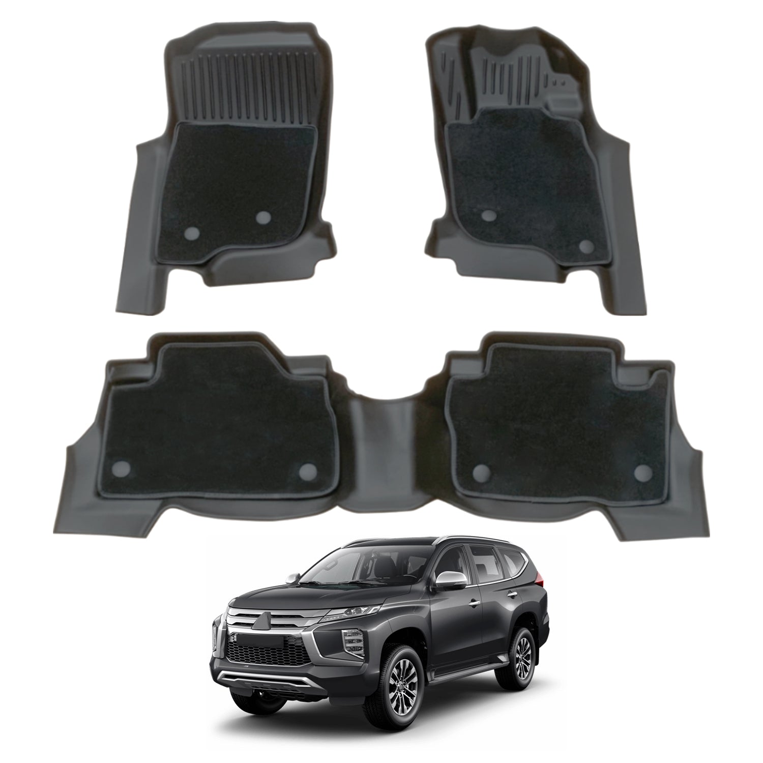 Double-Layer Car Floor Mats for Mitsubishi Pajero Sport 2015-Onwards