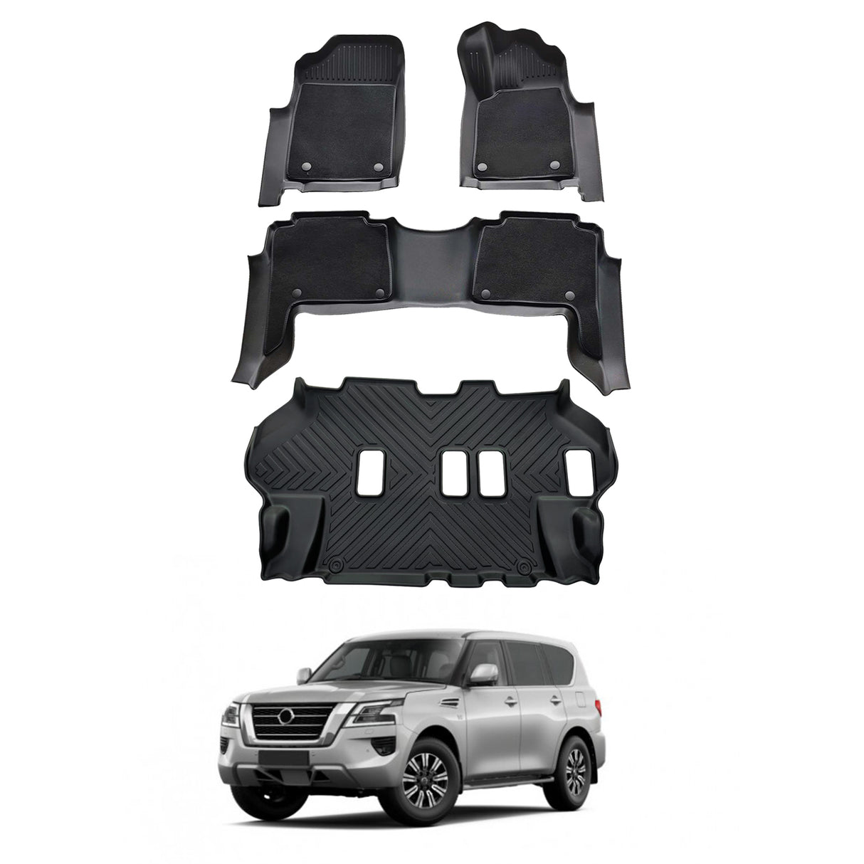 Double-Layer Car Floor Mats for Nissan Patrol Y62 2012-Onwards