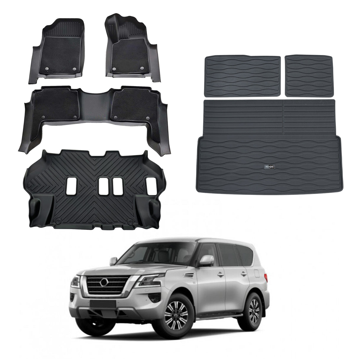 Double-Layer Car Floor Mats for Nissan Patrol Y62 2012-Onwards