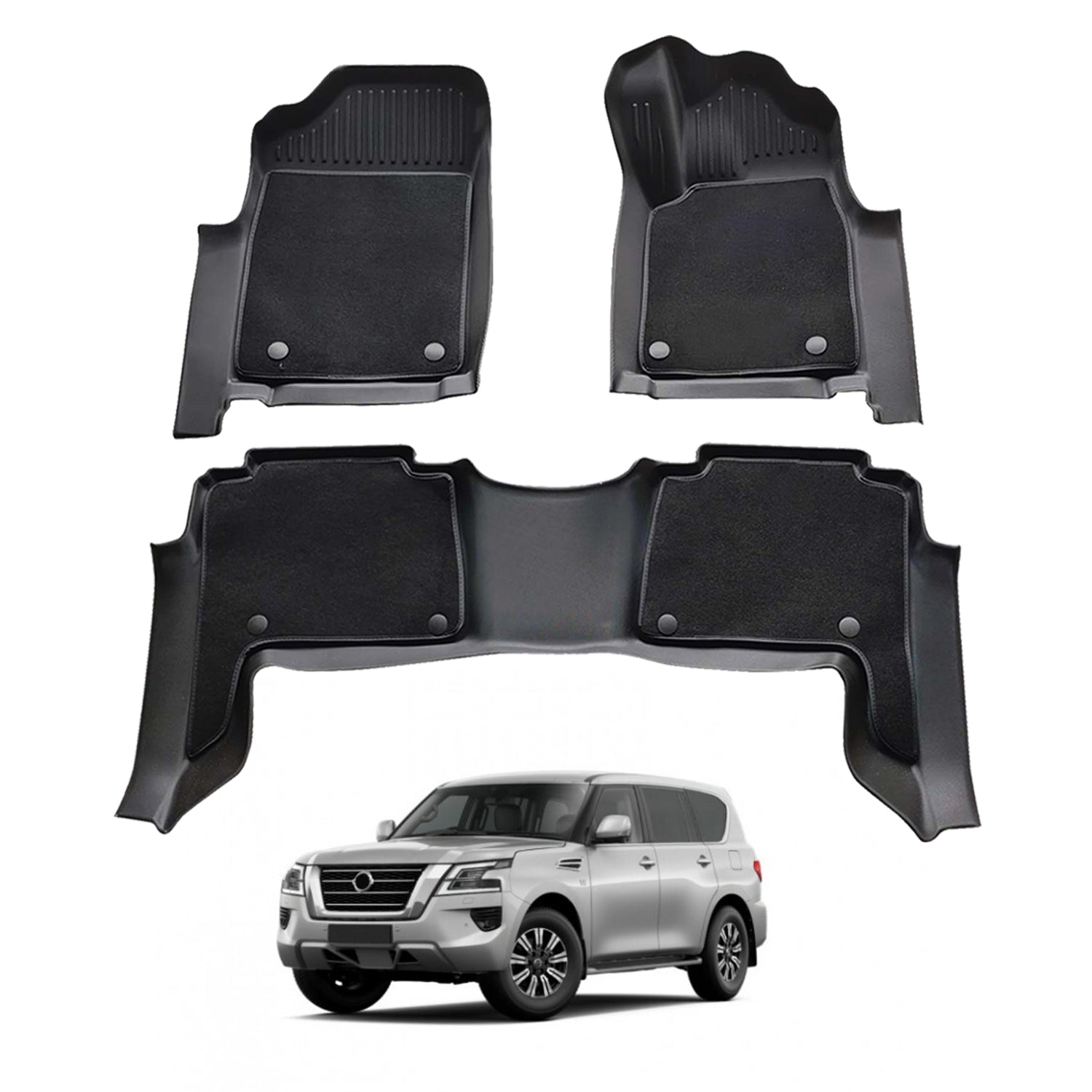 Double-Layer Car Floor Mats for Nissan Patrol Y62 2012-Onwards