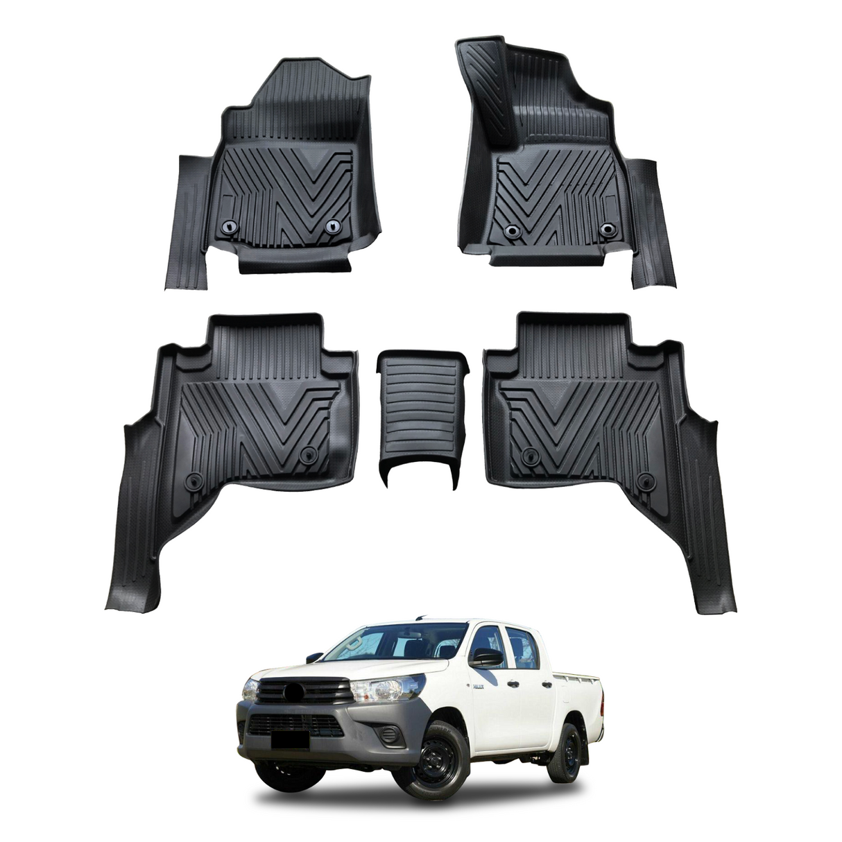 5D Car Floor Mats for Toyota Hilux Auto Transmission Dual Cab 2015-2024