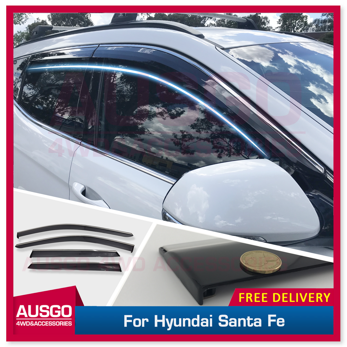 Stainless Trim Weather Shields for Hyundai Santa Fe DM Series 2012-2018