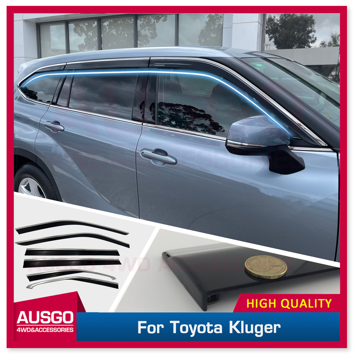 Stainless Trim Weather Shields for Toyota Kluger 2021-Onwards