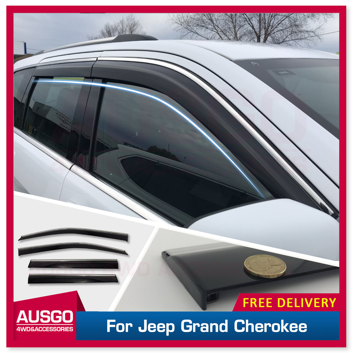 Stainless Trim Weather Shields for Jeep Grand Cherokee WK 2010-2021