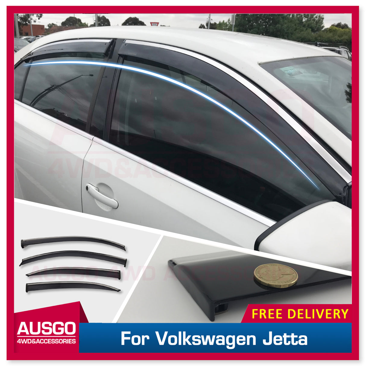 Stainless Trim Weather Shields for Volkswagen Jetta 2011-2019