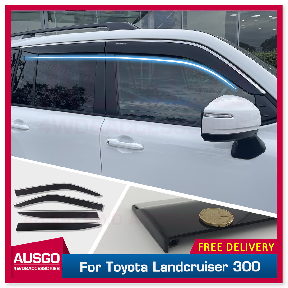 Stainless Trim Weather Shields for Toyota Land Cruiser 300 Series 2021-Onwards