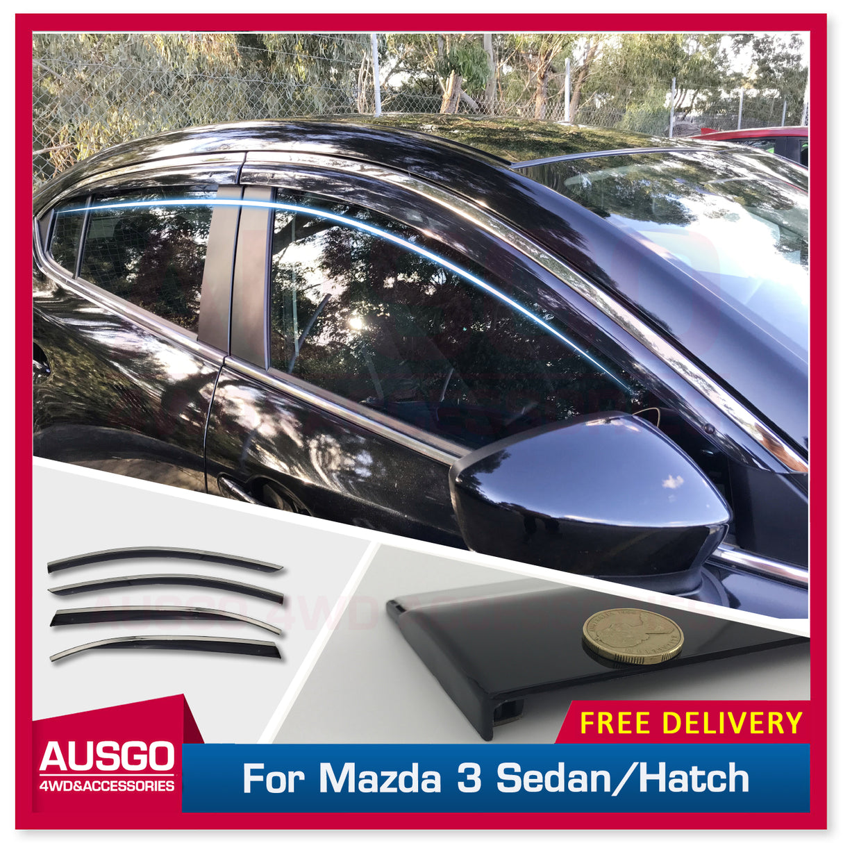 Stainless Trim Weathershields for Mazda 3 BM BN Series Sedan / Hatch 2013-2019