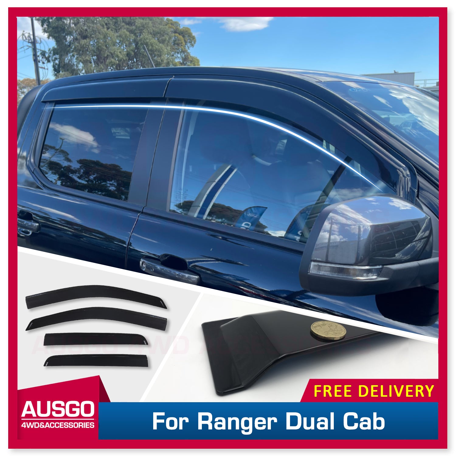 Injection Weather Shields for Ford Ranger Next-Gen Dual Cab 2022-Onwar ...