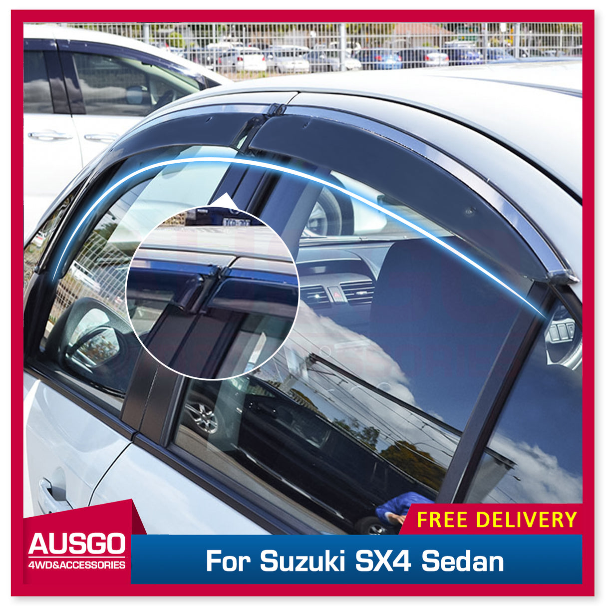 Stainless Trim Weather Shields for Suzuki SX4 Sedan 2007-2015