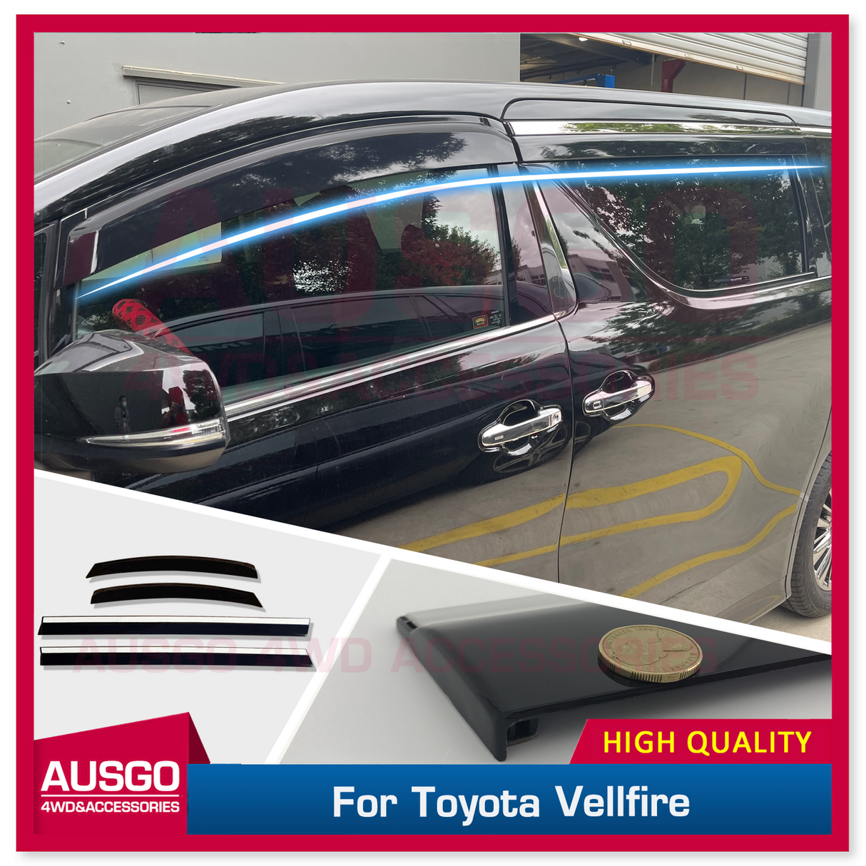 Stainless Trim Weather Shields for Toyota Vellfire 2015-2024