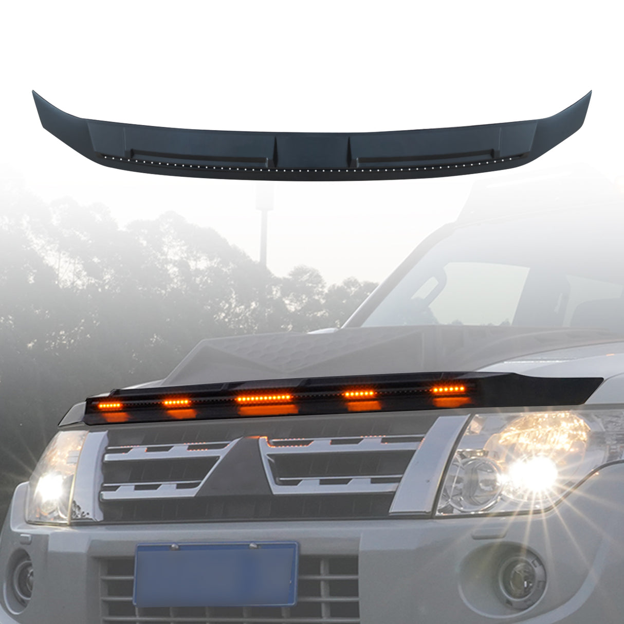 LED Light Injection Bonnet Protector for Mitsubishi Pajero 2007-2020