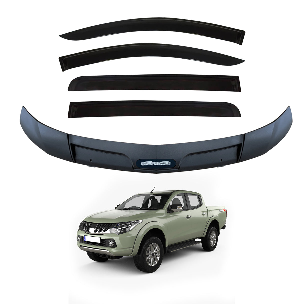 Weather Shields + Bonnet Protector for Mitsubishi Triton MQ Dual Cab 2015-2018