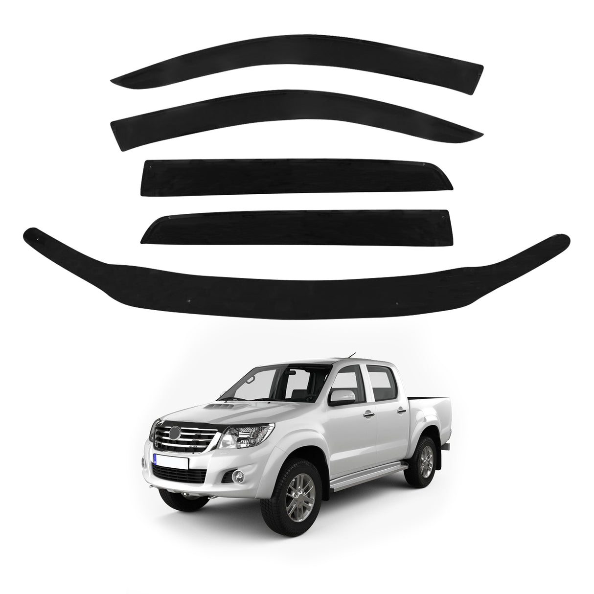 Injection Weather Shields + Bonnet Protector for Toyota Hilux Dual Cab 2015-2020