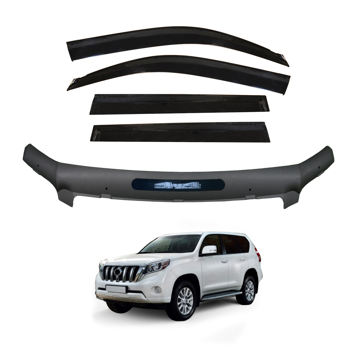 Injection Weather Shields + Bonnet Protector for Toyota Land Cruiser Prado 150 2010-2013