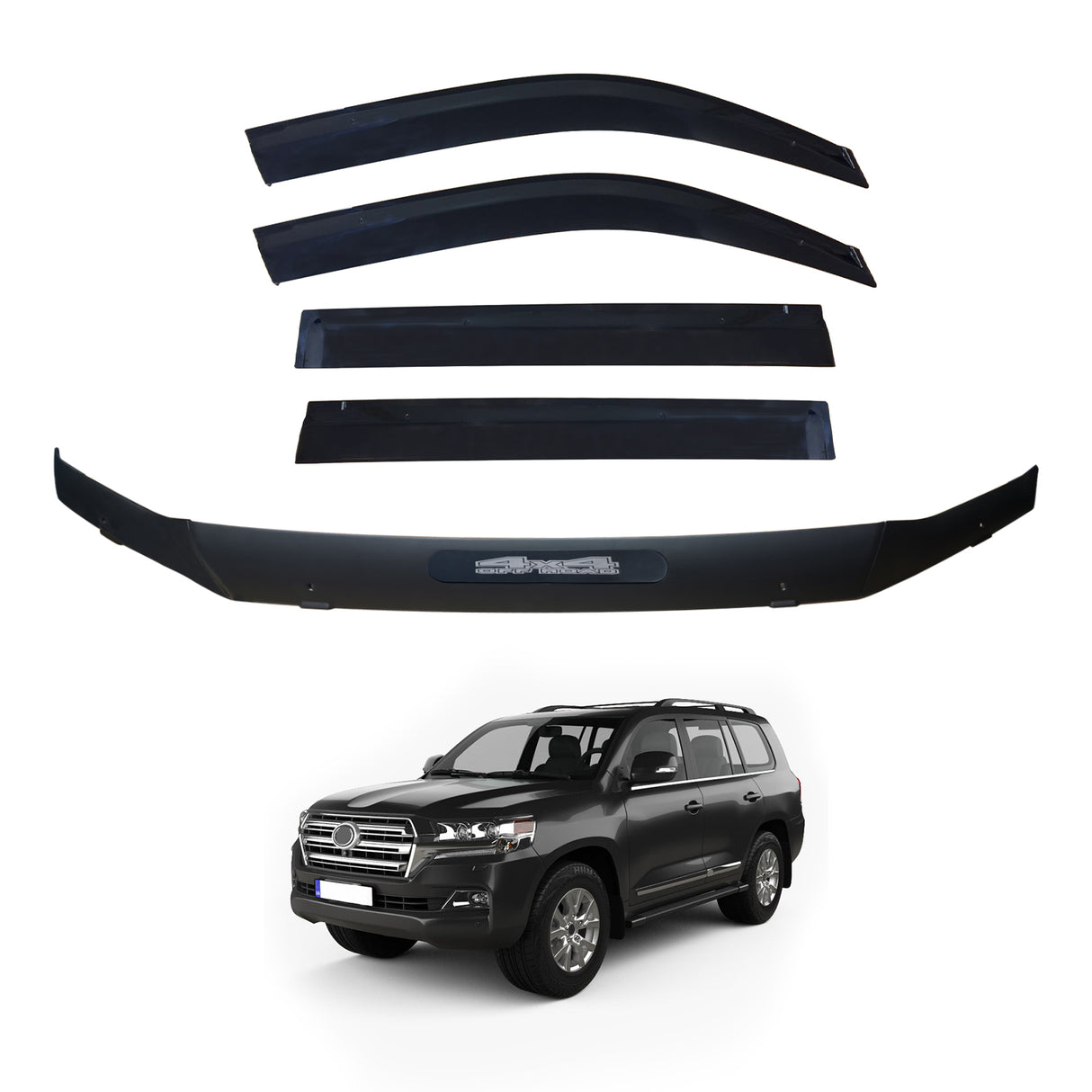 Injection Weather Shields + Bonnet Protector for Toyota Land Cruiser 200 LC200 2016-2021