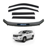 Stainless Trim Weather Shields + Bonnet Protector for Toyota Land Cruiser Prado 150 2013-2017