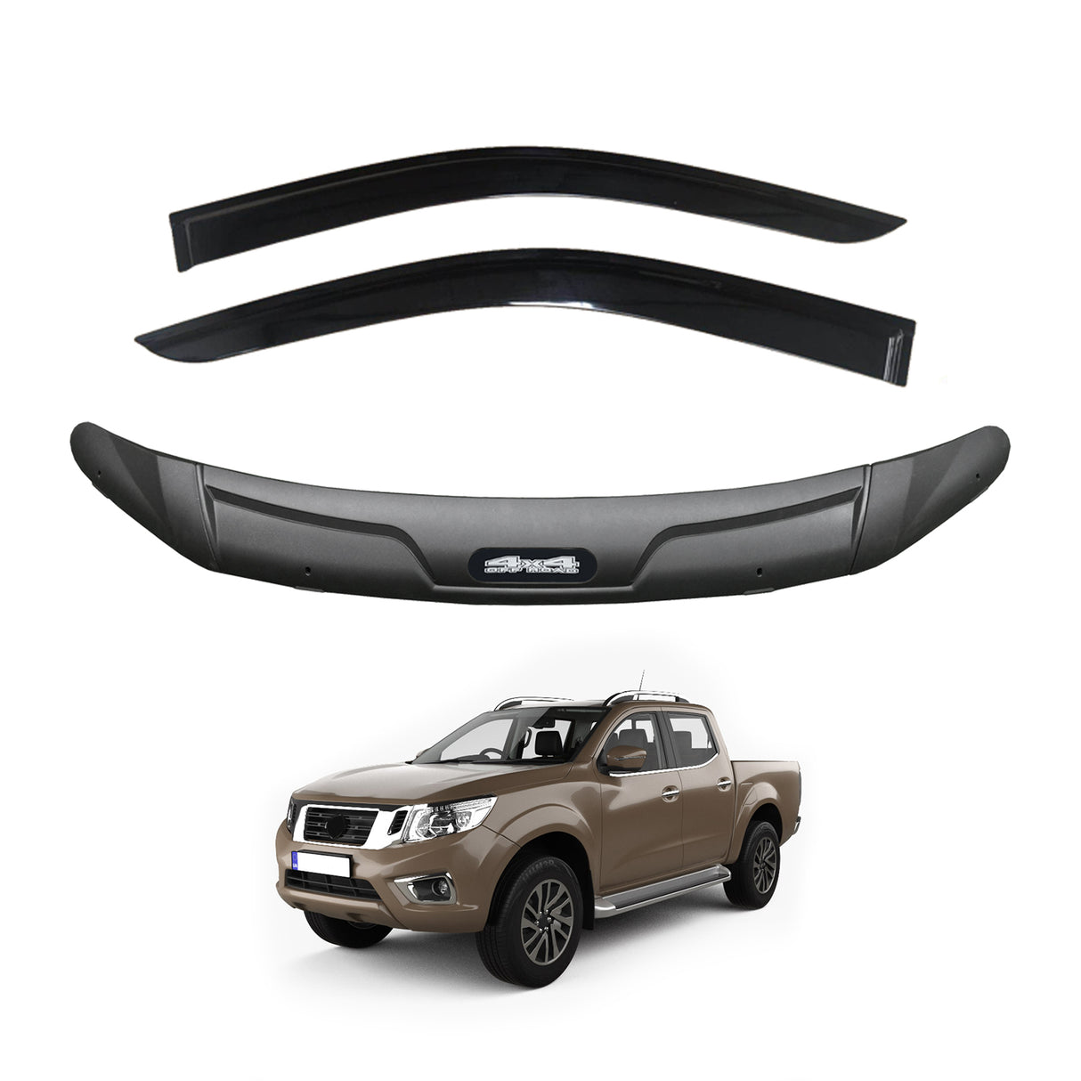 Weather Shields + Bonnet Protector for Nissan Navara NP300 D23 Single Cab 2015-2020