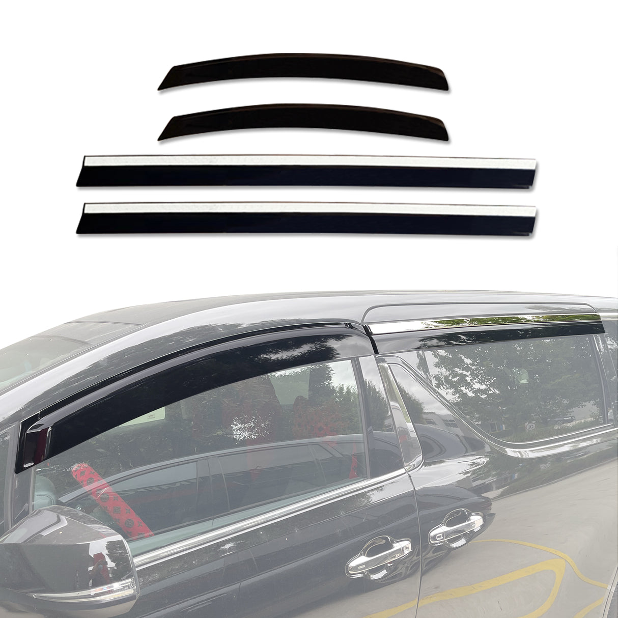 Stainless Trim Weather Shields for Toyota Alphard 2015-2024