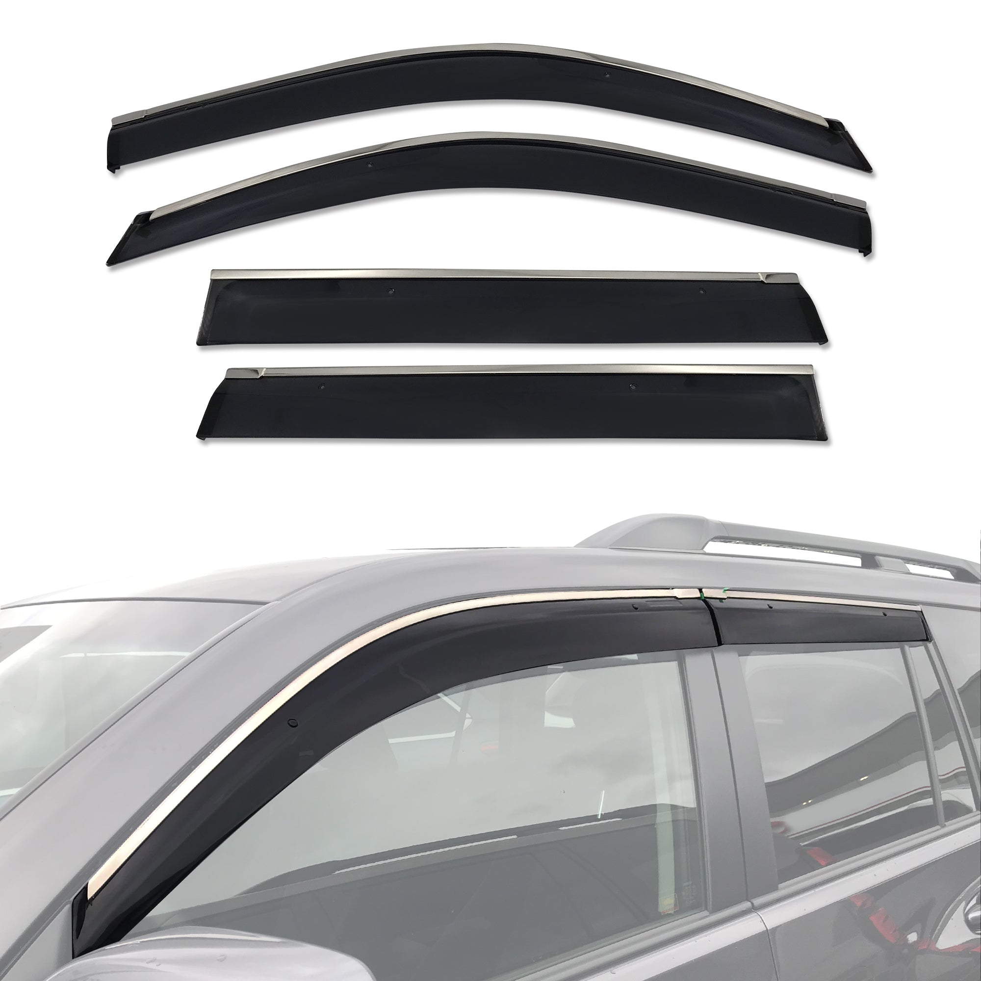 Stainless Trim Weather Shields for Toyota Land Cruiser Prado 150 Serie