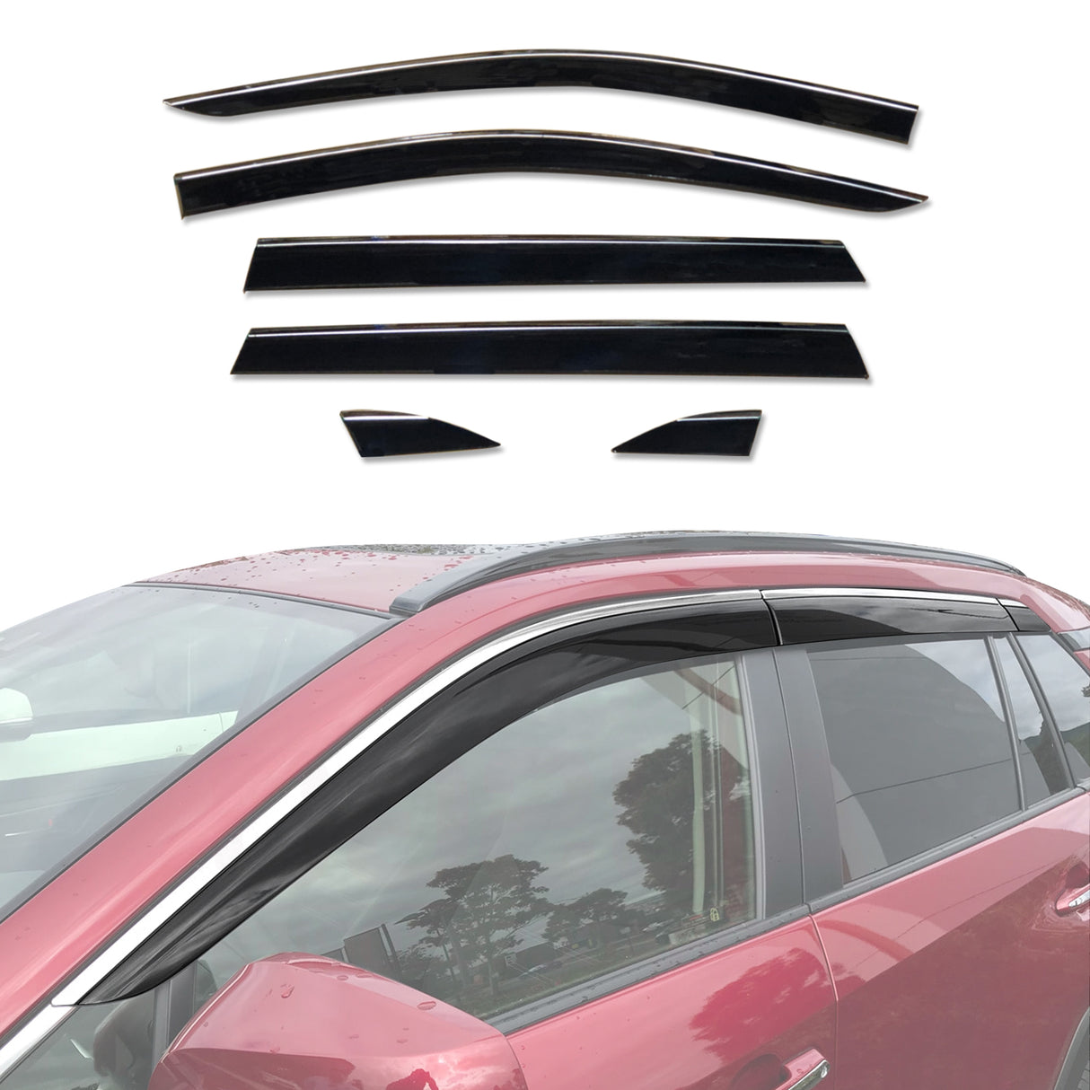 Stainless Trim Weather Shields for Toyota RAV4 2019-Onwards