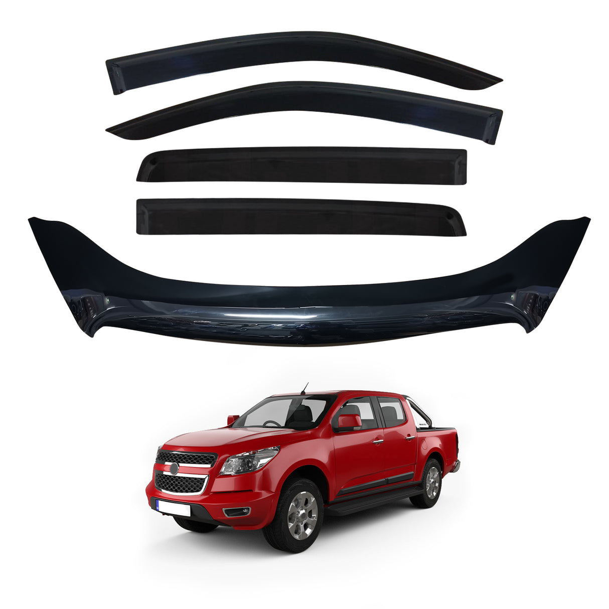 Injection Weather Shields + Bonnet Protector for Holden Colorado Dual Cab RG Series 2012-2016 PICK UP ONLY