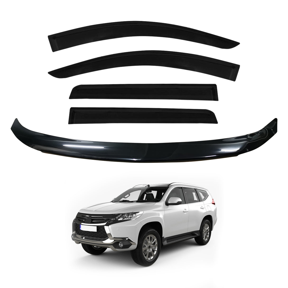 Weather Shields + Bonnet Protector for Mitsubishi Pajero Sport QE Series 2015-2019